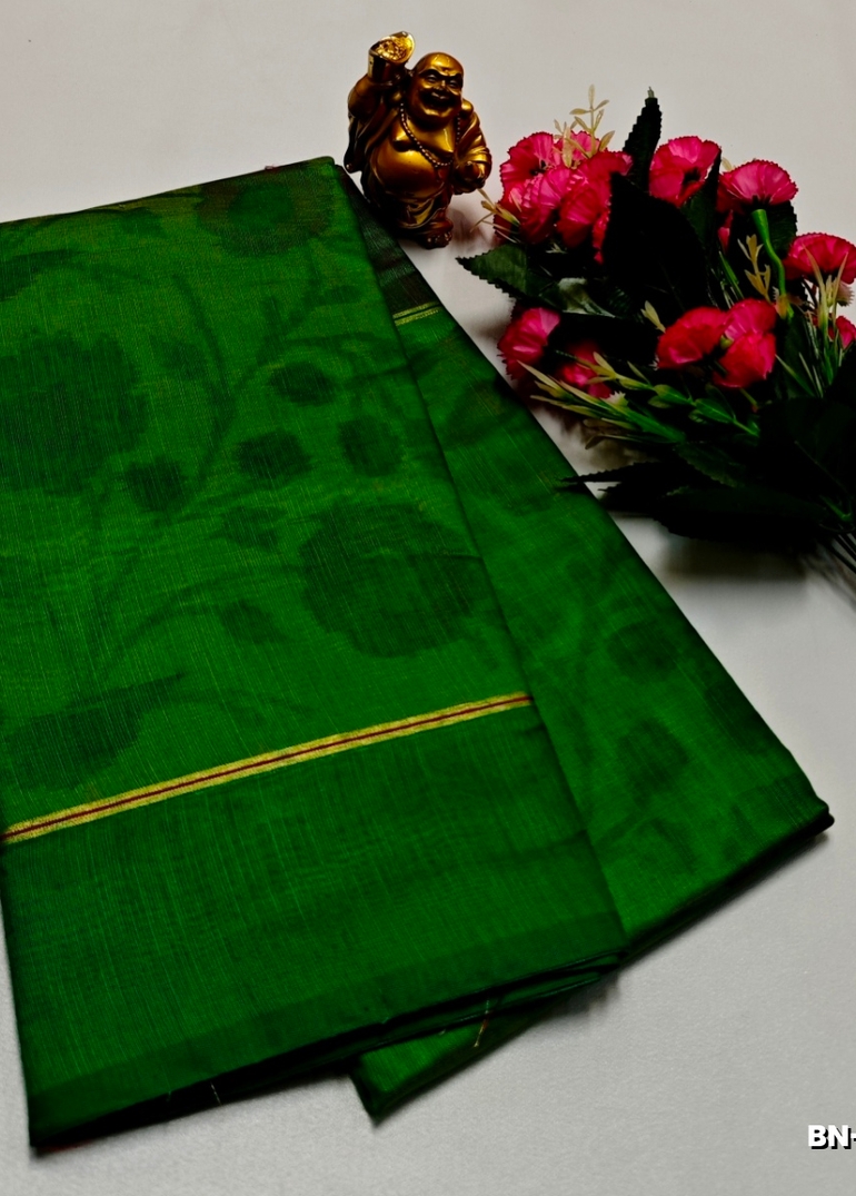 FANCY BANARASI POCHAMPALLY COTTON SAREES - GREEN