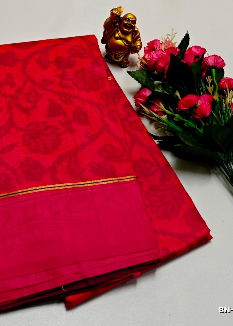 FANCY BANARASI POCHAMPALLY COTTON SAREES - DARK PINK
