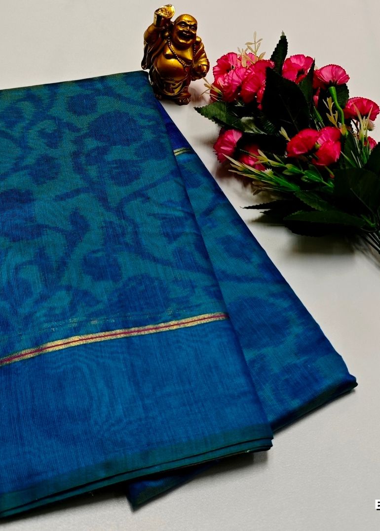 FANCY BANARASI POCHAMPALLY COTTON SAREES - BULE (1)