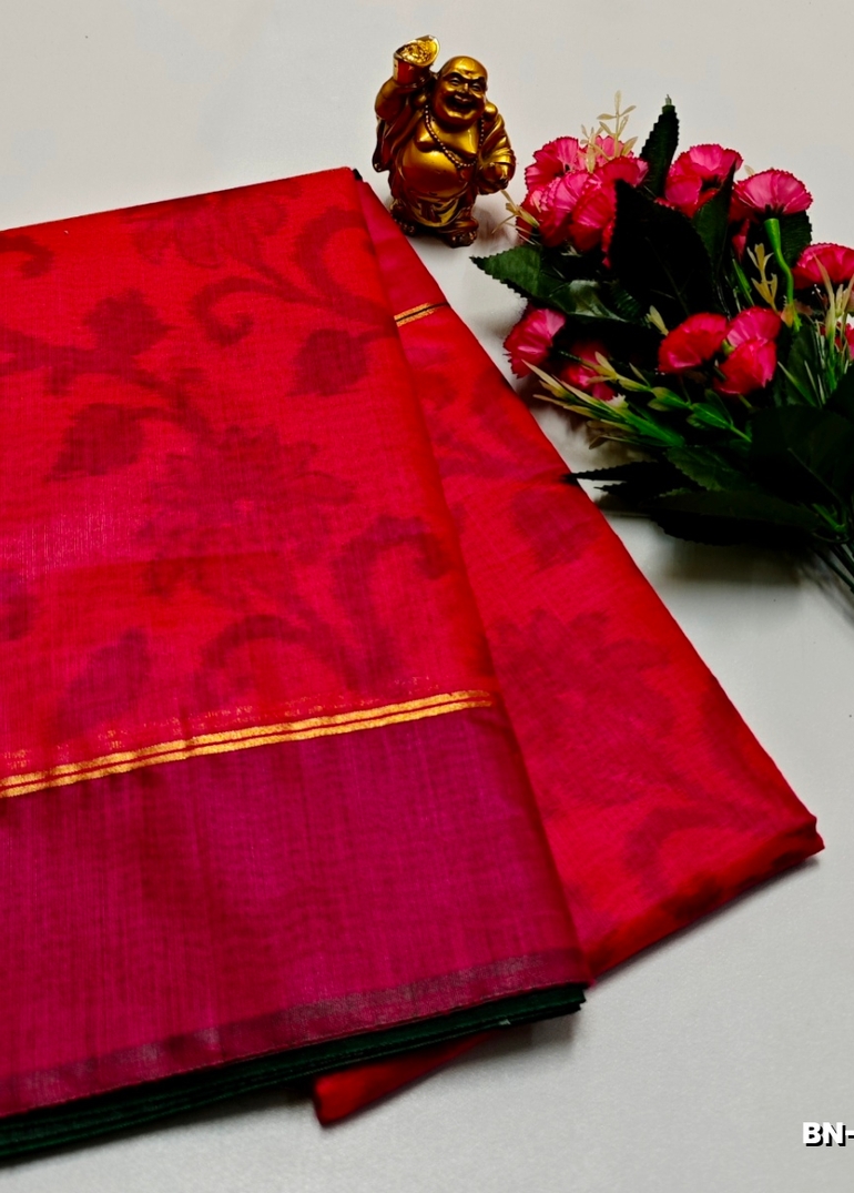 FANCY BANARASI POCHAMPALLY COTTON SAREES - PINK (1)
