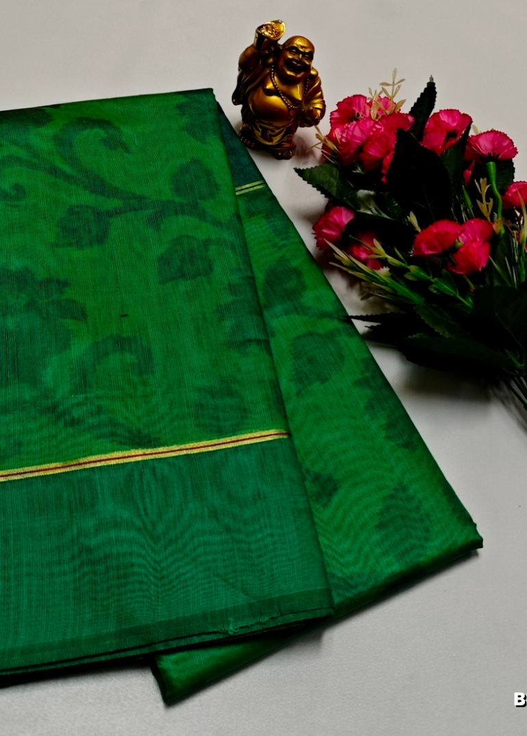 FANCY BANARASI POCHAMPALLY COTTON SAREES - GREEN (2)