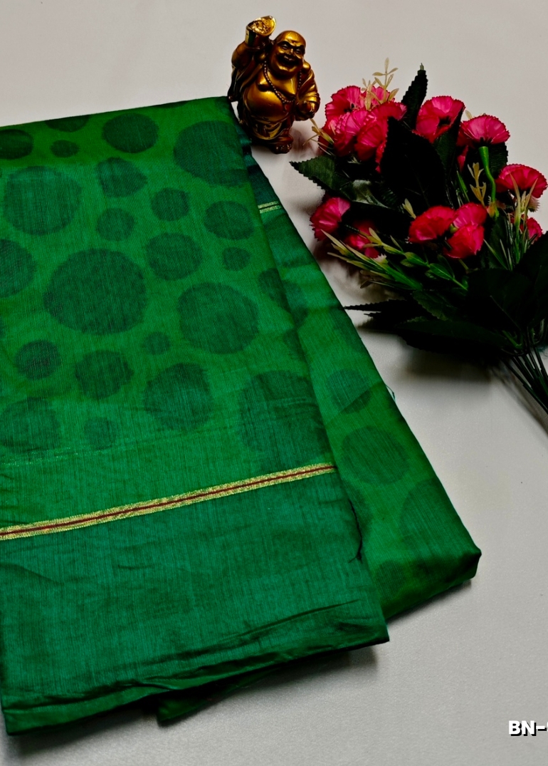 FANCY BANARASI POCHAMPALLY COTTON SAREES - DARK GREEN
