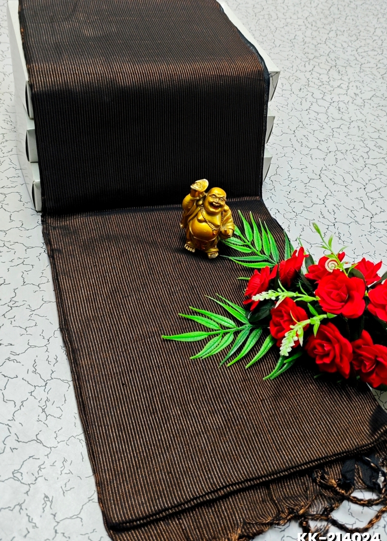 Handloom Khadi Cotton Saree With Hand Painted  Work - COFEE COLOR