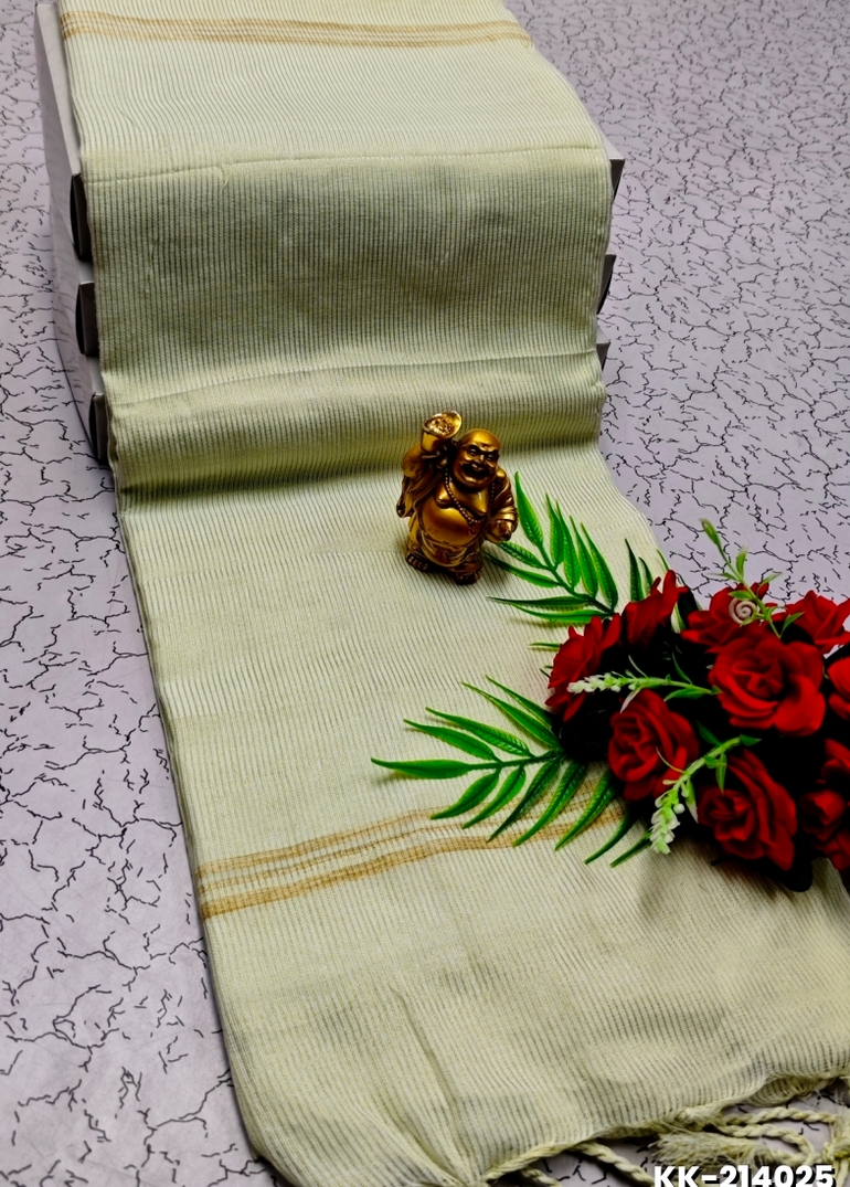 Handloom Khadi Cotton Saree With Hand Painted  Work - WHITE