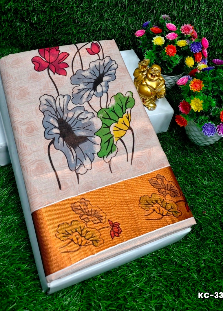 TRENDING KERALA SPECIAL FULL WORK EMBOSSED DIGITAL PRINTING TISSUE SAREE COLLECTIONS - AS COLOR (1)