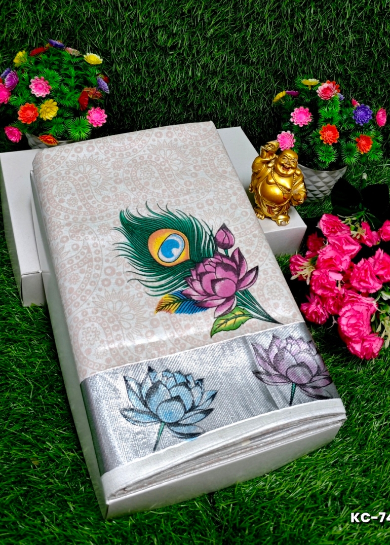 TRENDING KERALA SPECIAL FULL WORK EMBOSSED DIGITAL PRINTING TISSUE SAREE COLLECTIONS - SILVAR (2)