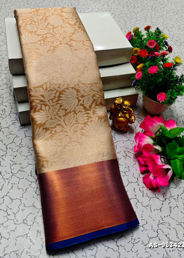 NITA AMBANI INSPIRED BANARASI TISSUE SILK SAREE - LIGHT SANDLE