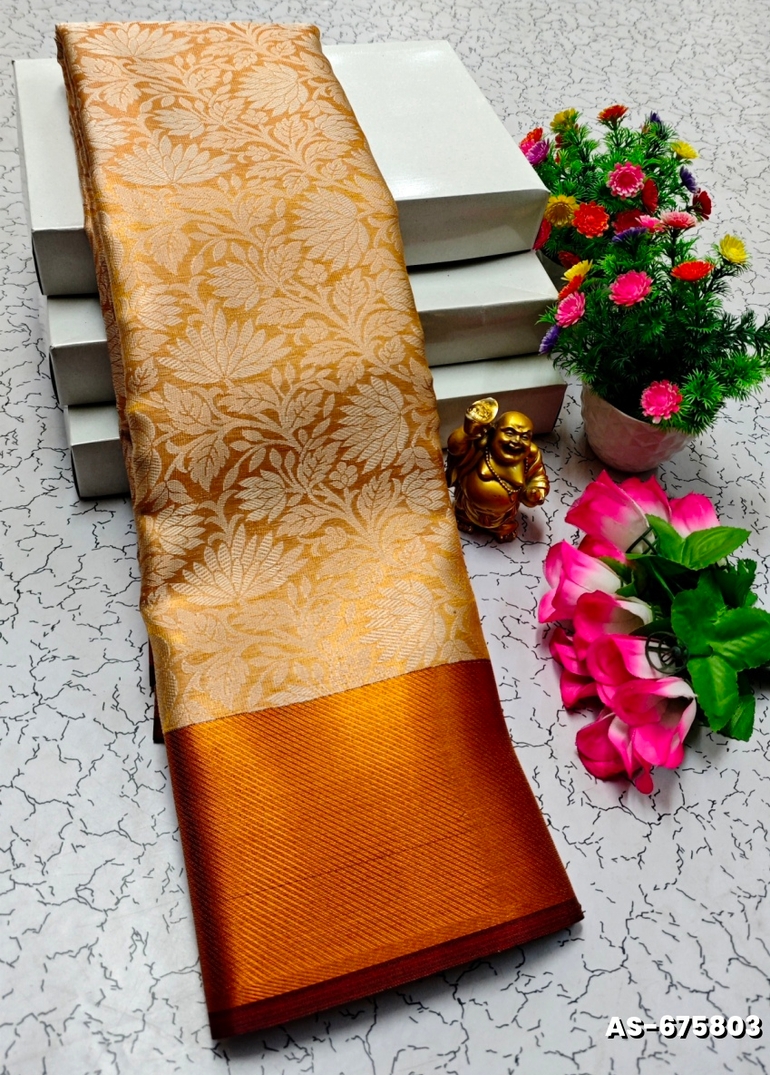 NITA AMBANI INSPIRED BANARASI TISSUE SILK SAREE - GOLD (2)