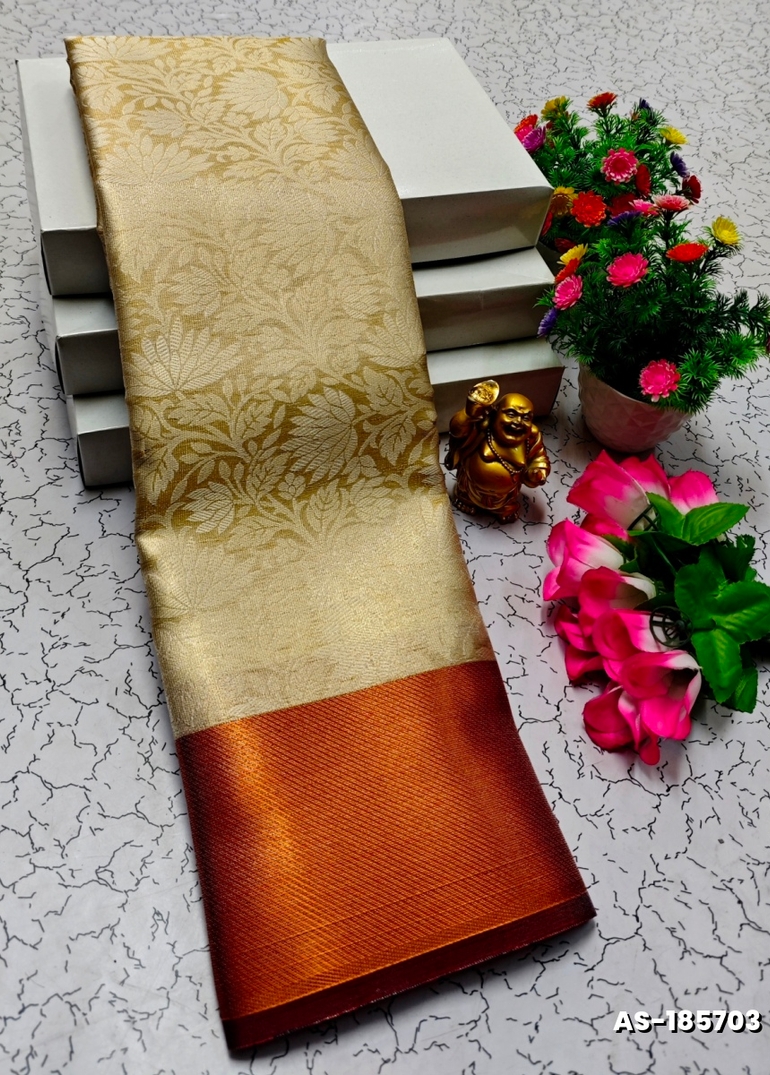 NITA AMBANI INSPIRED BANARASI TISSUE SILK SAREE - GOLD (1)