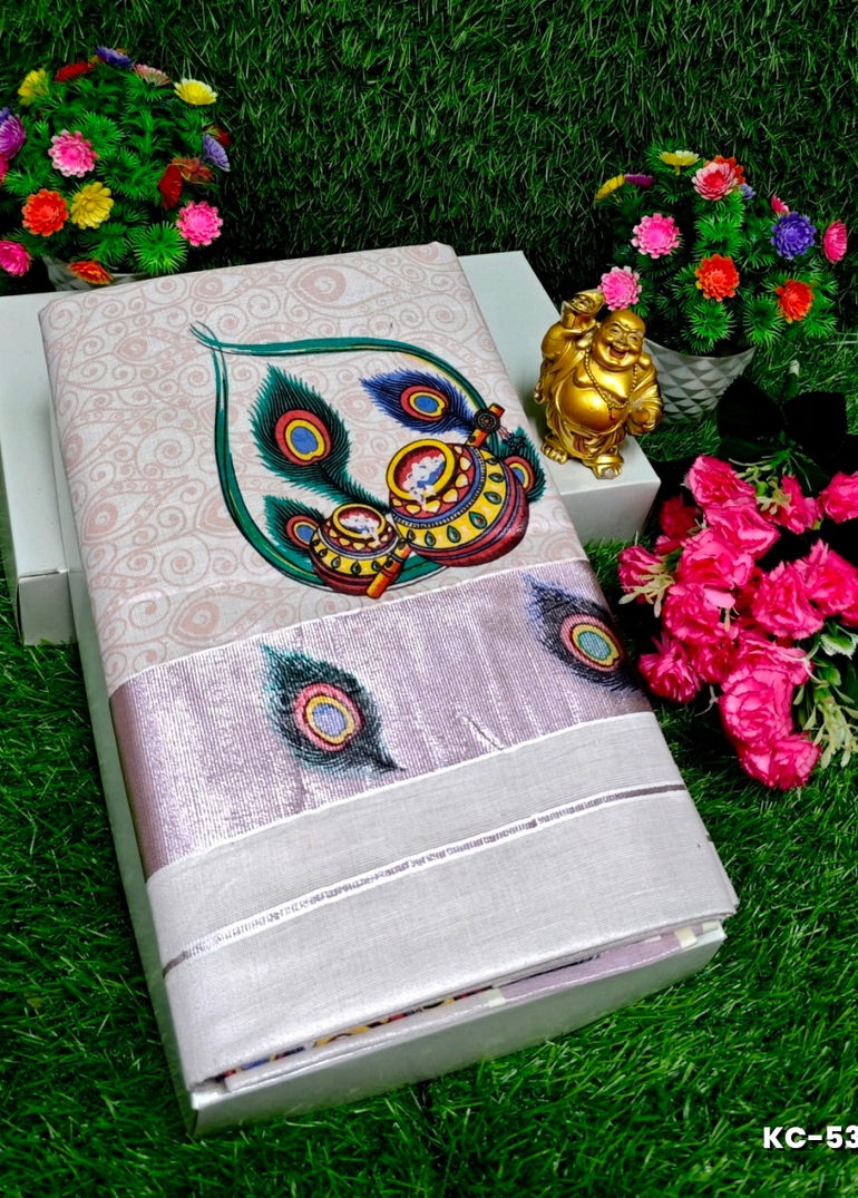 TRENDING KERALA SPECIAL FULL WORK EMBOSSED DIGITAL PRINTING TISSUE SAREE COLLECTIONS - PETCH (2)