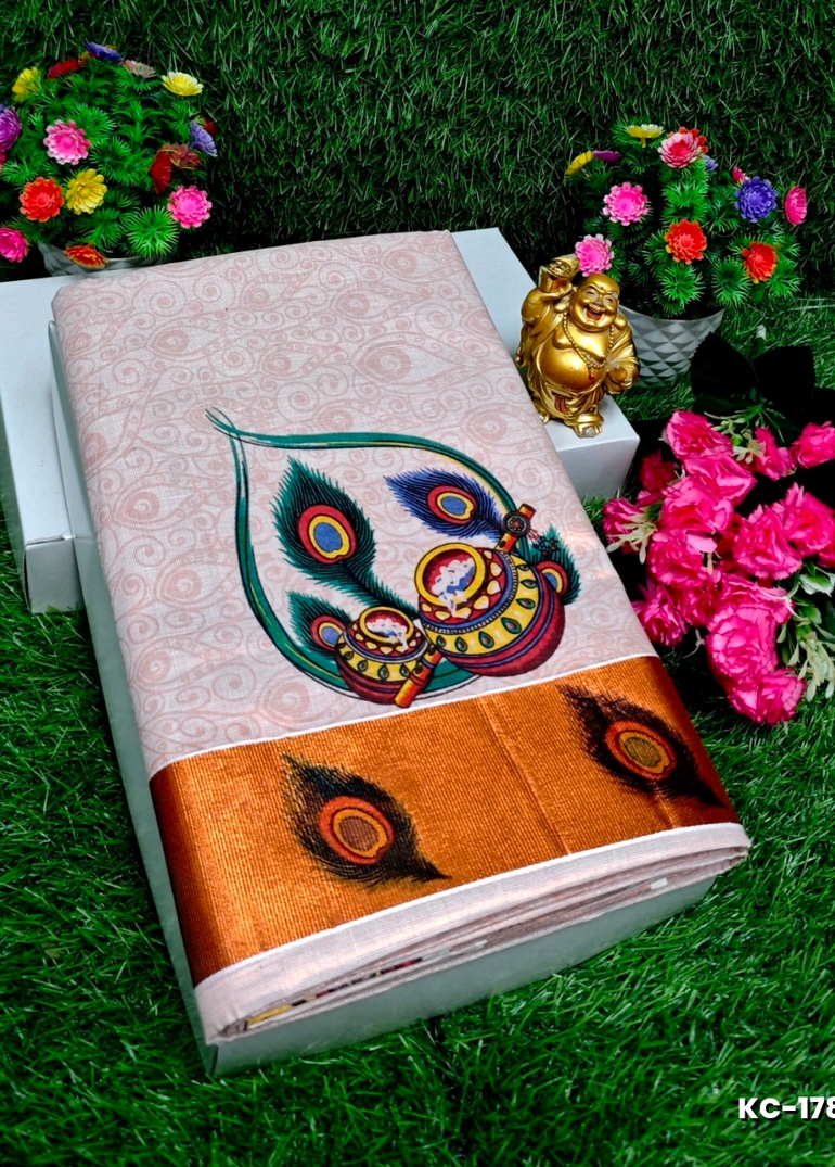 TRENDING KERALA SPECIAL FULL WORK EMBOSSED DIGITAL PRINTING TISSUE SAREE COLLECTIONS - AS COLOR (5)