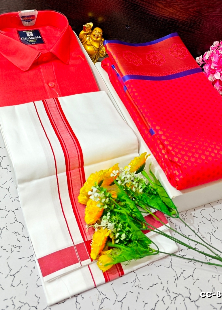 COUPLE COMBO MATCHING AND  MATCHING TRADITIONAL SET - RED