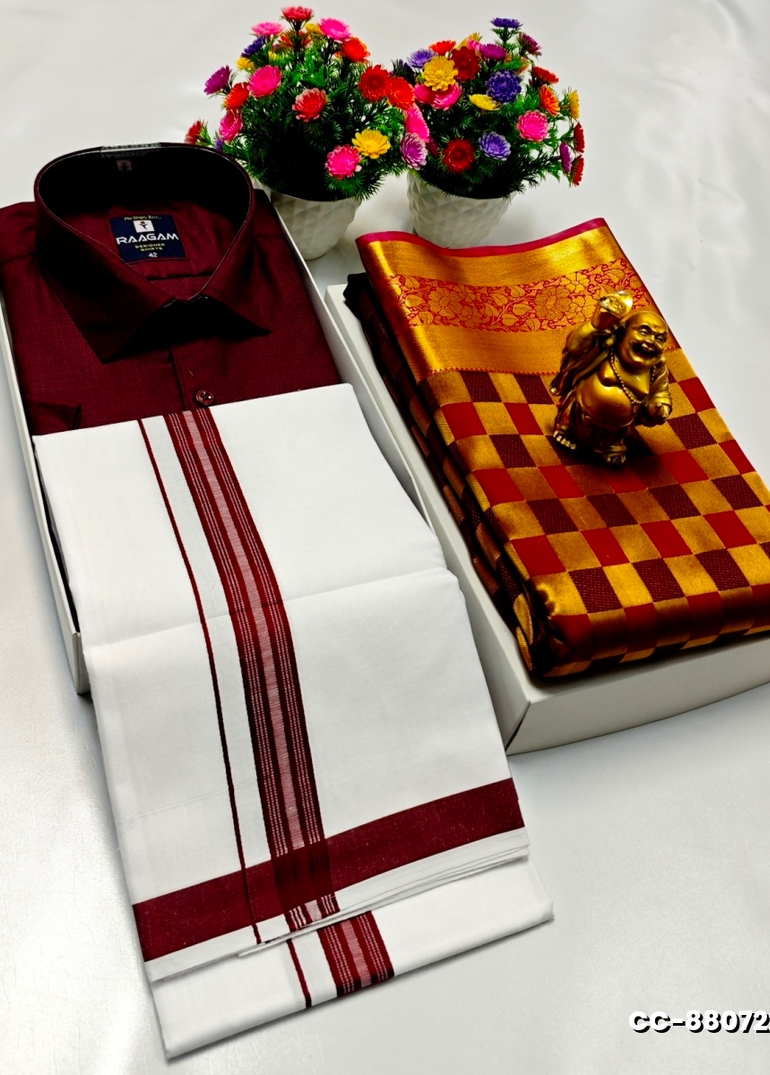 COUPLE COMBO MATCHING AND  MATCHING TRADITIONAL SET - COFEE BROWN