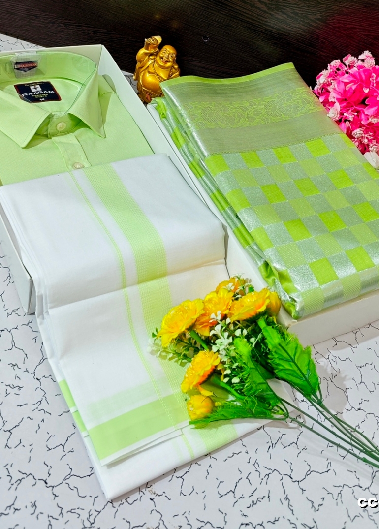 COUPLE COMBO MATCHING AND MATCHING TRADITIONAL SET - LIGHT GREEN