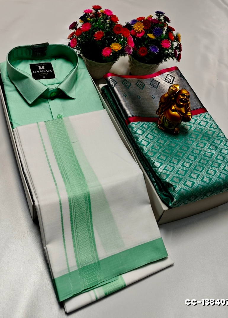 COUPLE COMBO MATCHING AND MATCHING TRADITIONAL SET - TEAL COLOUR