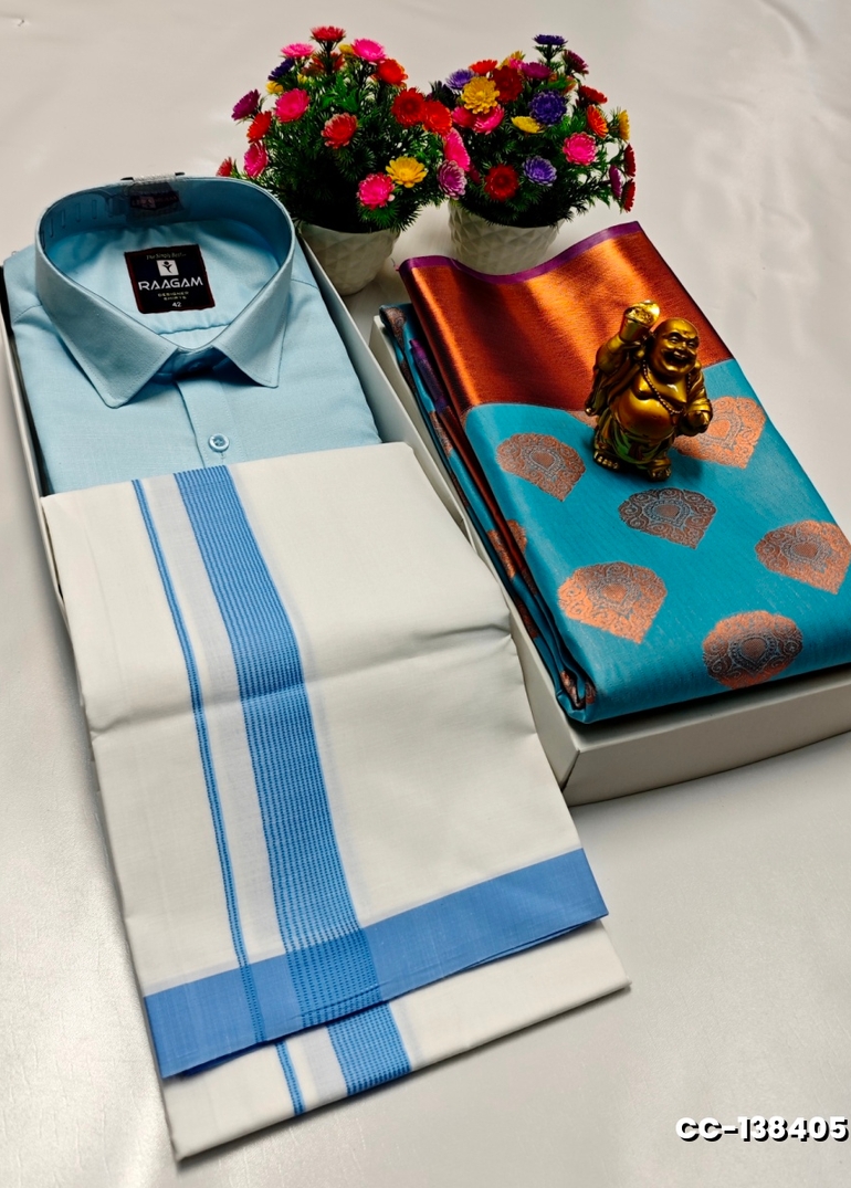 COUPLE COMBO MATCHING AND MATCHING TRADITIONAL SET - SKY BLUE