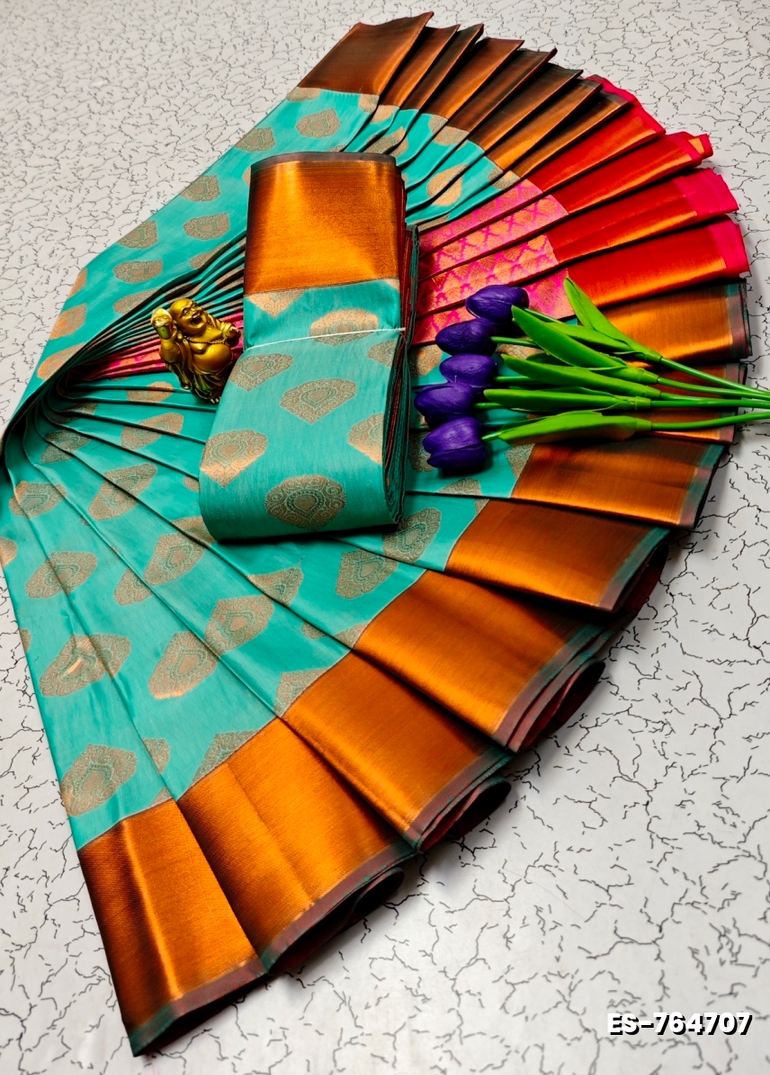 ELITE BRIDAL PICK &PICK SILK SAREES AND WEDDING ART SILK SAREES - TEAL COLOUR