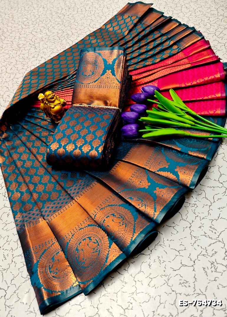 ELITE BRIDAL PICK &PICK SILK SAREES AND WEDDING ART SILK SAREES - PEACOCK BLUE