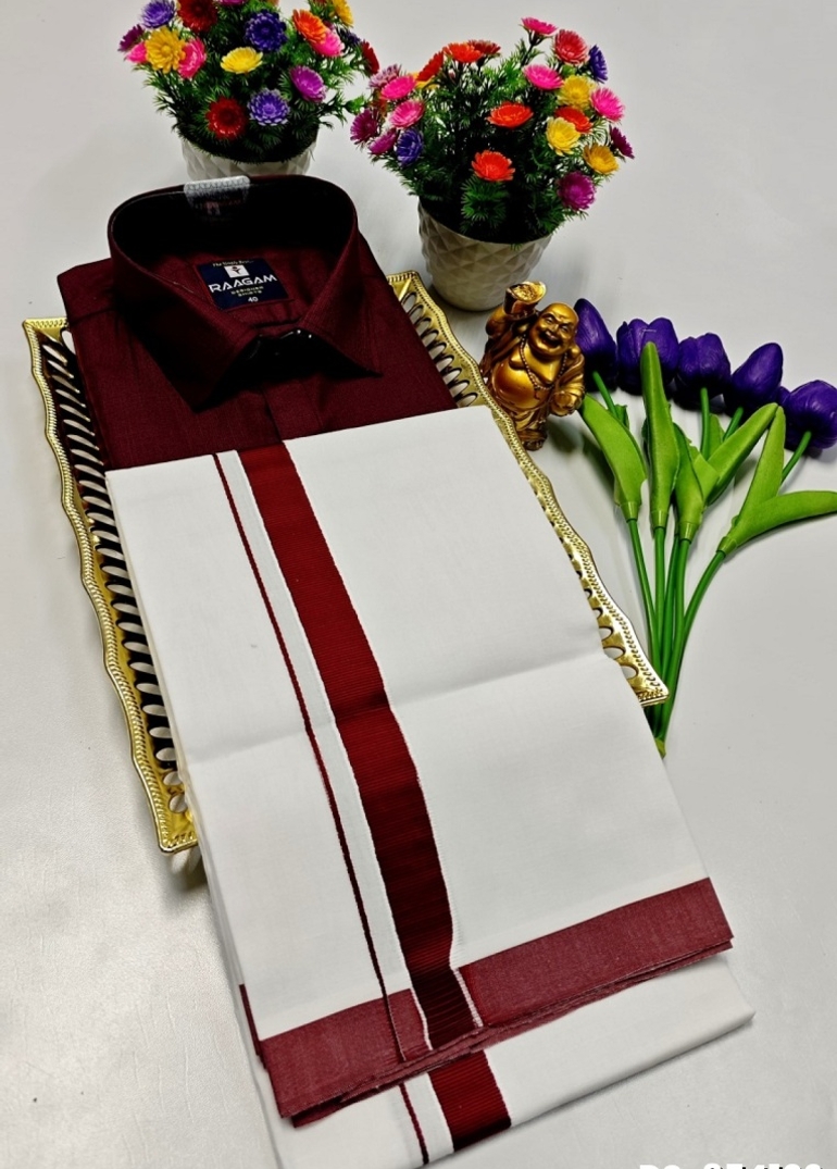 TRADITIONAL MEN  DHOTI SHIRT  TRENDING COLLECTION - MERUN