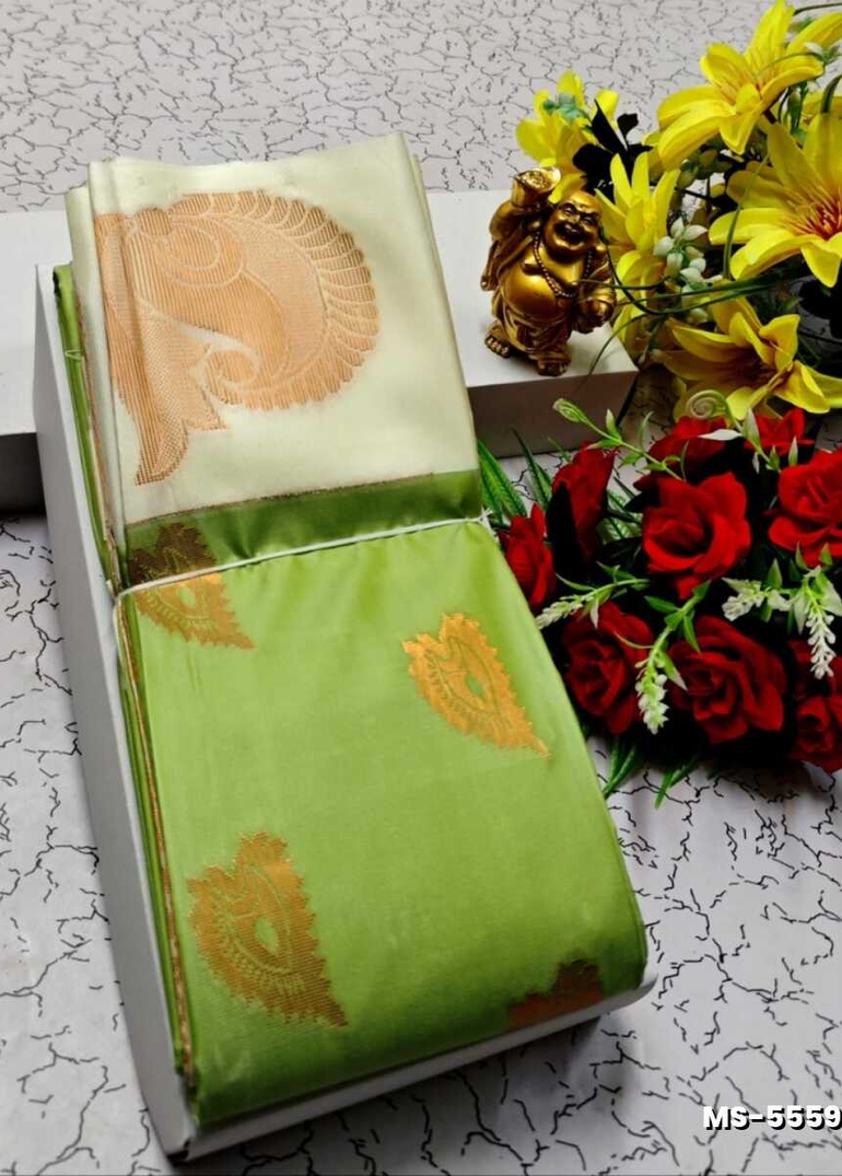 MODERN FANCY  SOFT SILK SAREES WITH BUTTA DESIGN - LIGHT GREEN