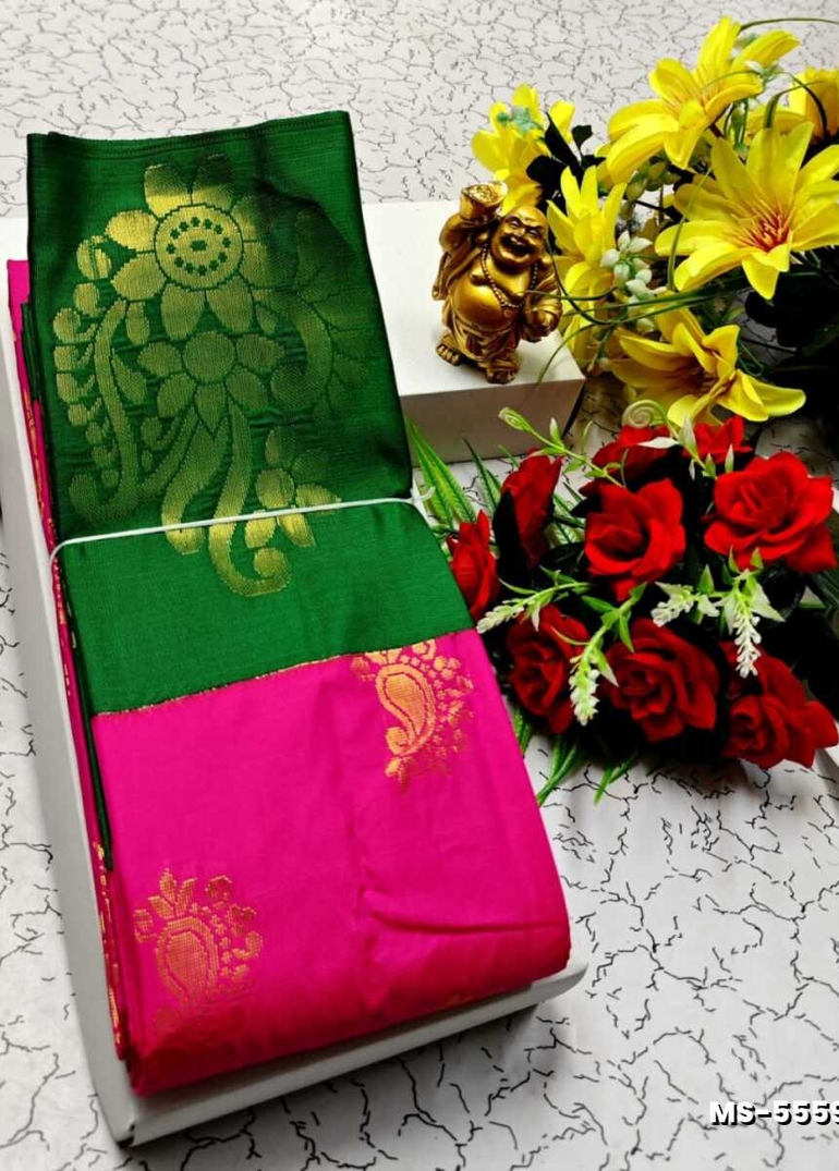 MODERN FANCY  SOFT SILK SAREES WITH BUTTA DESIGN - PINK
