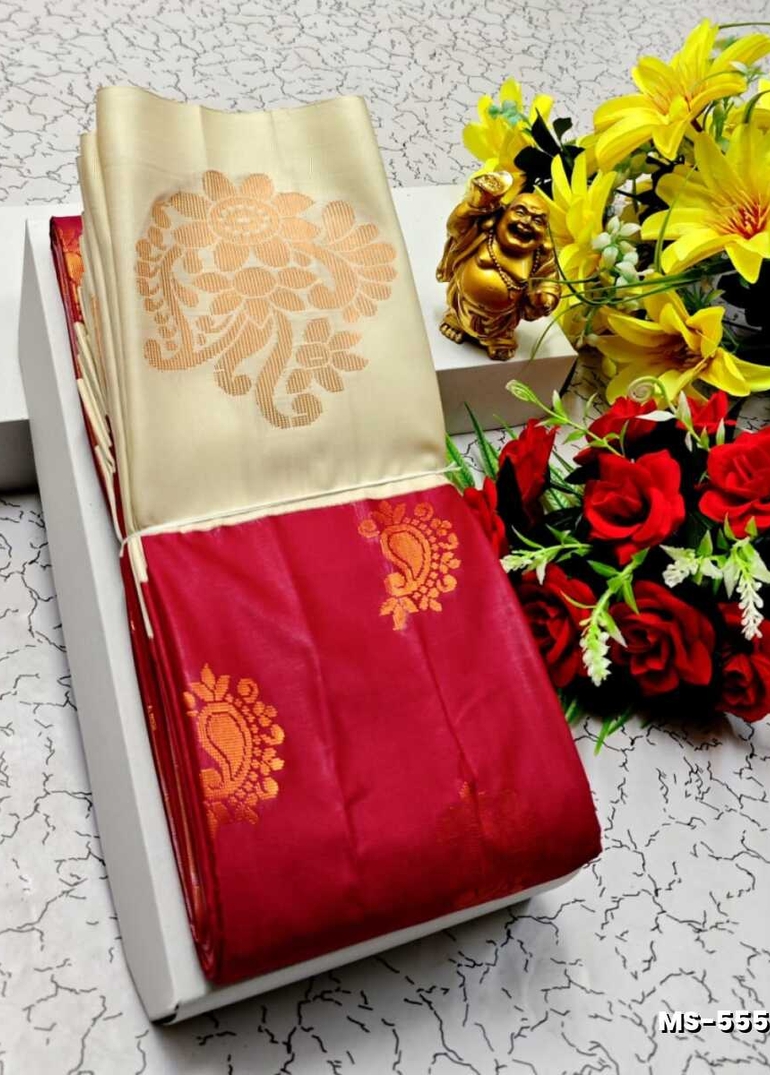 MODERN FANCY  SOFT SILK SAREES WITH BUTTA DESIGN - PEACH