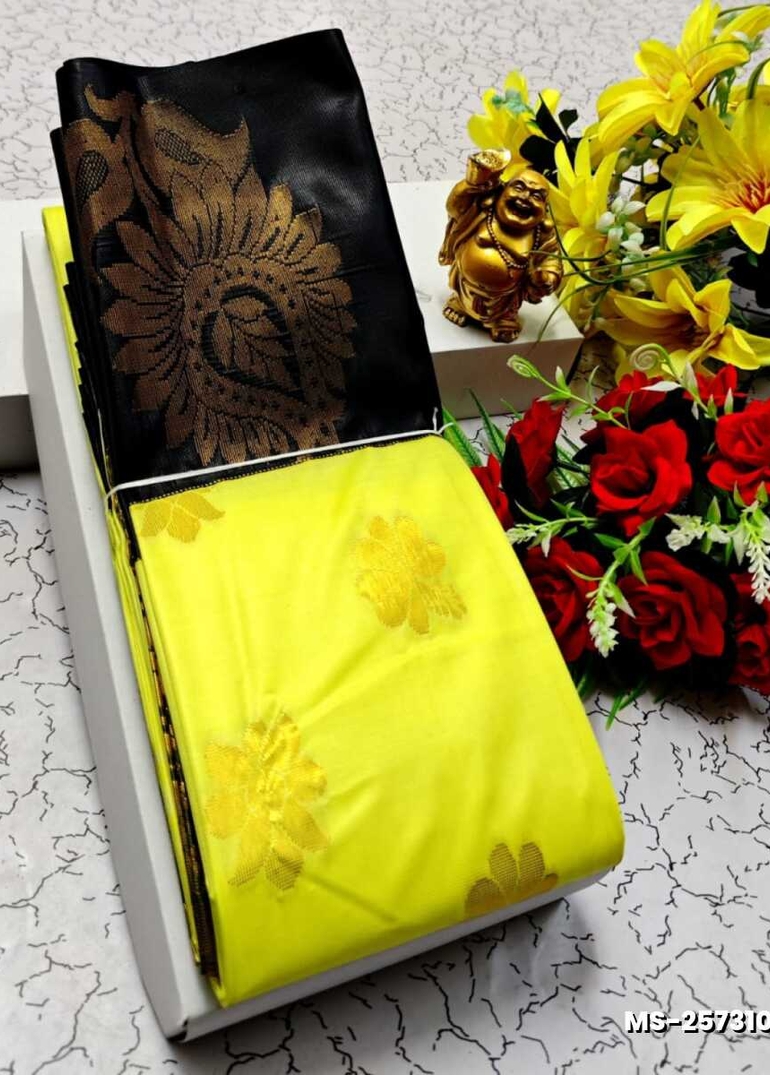 MODERN FANCY SOFT SILK SAREES WITH BUTTA DESIGN - YELLOW