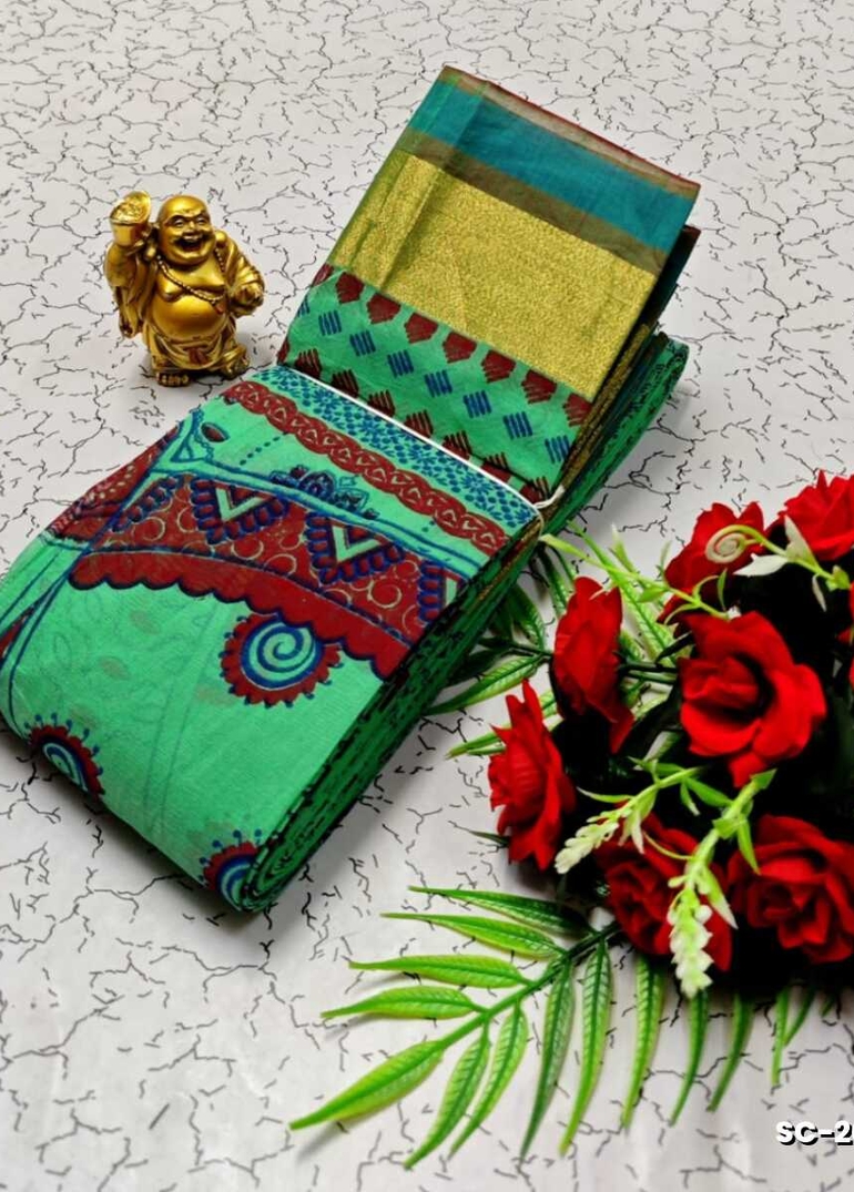 PURE COTTON SAREES SUMMER SPECIAL COLLECTION - GREEN (2)