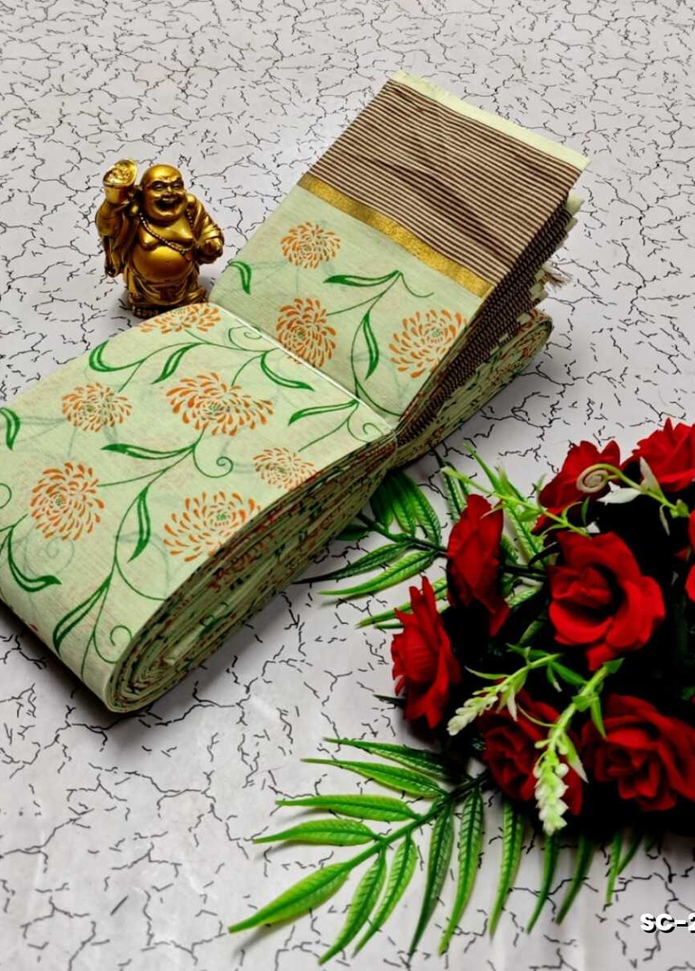 PURE COTTON SAREES SUMMER SPECIAL COLLECTION - LIGHT GREEN (1)
