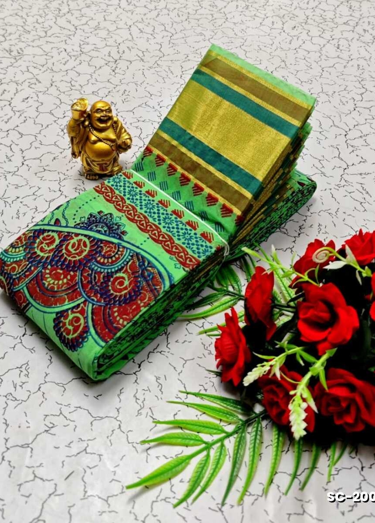 PURE COTTON SAREES SUMMER SPECIAL COLLECTION - DARK GREEN (2)