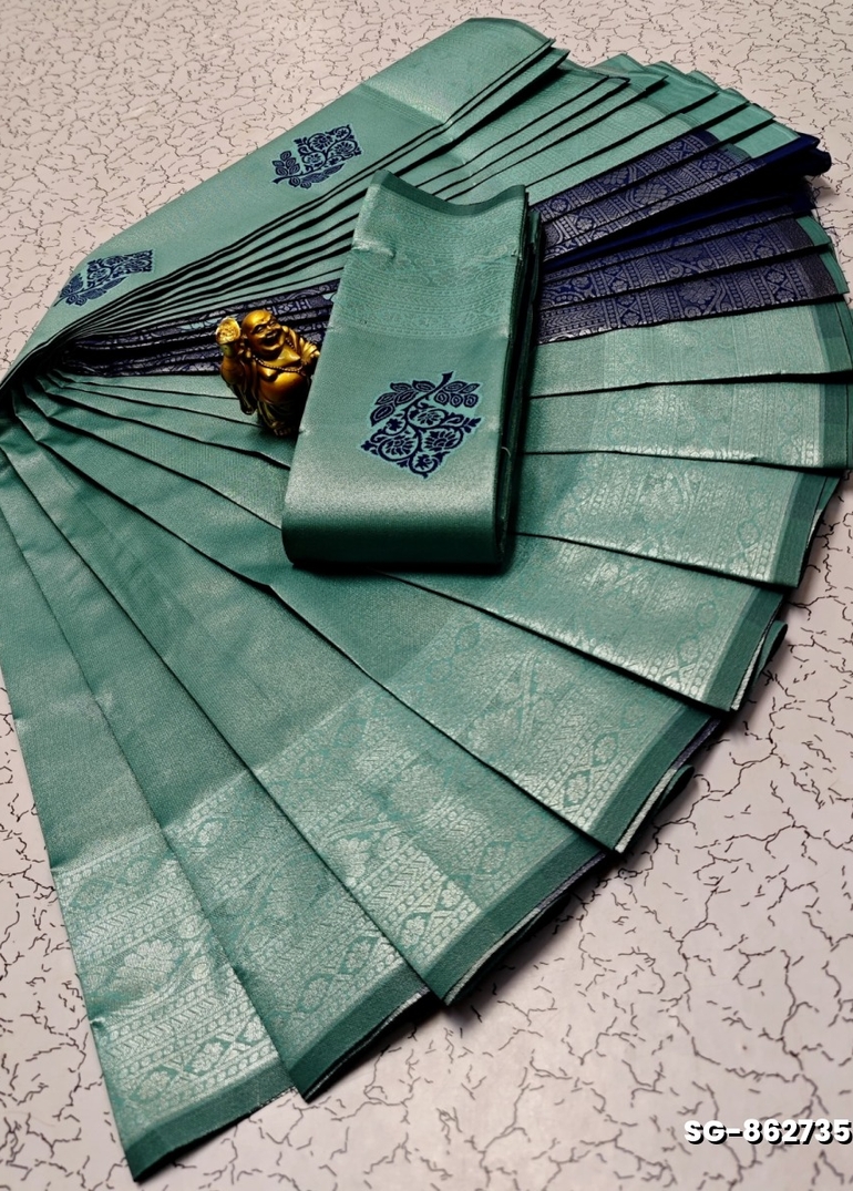 KUBERA ELITE BRIDAL RAPIER FANCY LIGHT WEIGHT SILK TYPE SAREES FUNCTION WEAR - DARK SKY BLUE