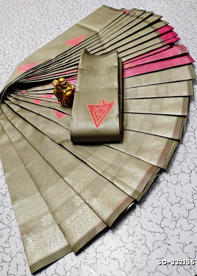 KUBERA ELITE BRIDAL RAPIER FANCY LIGHT WEIGHT SILK TYPE SAREES FUNCTION WEAR - MILD GOLD