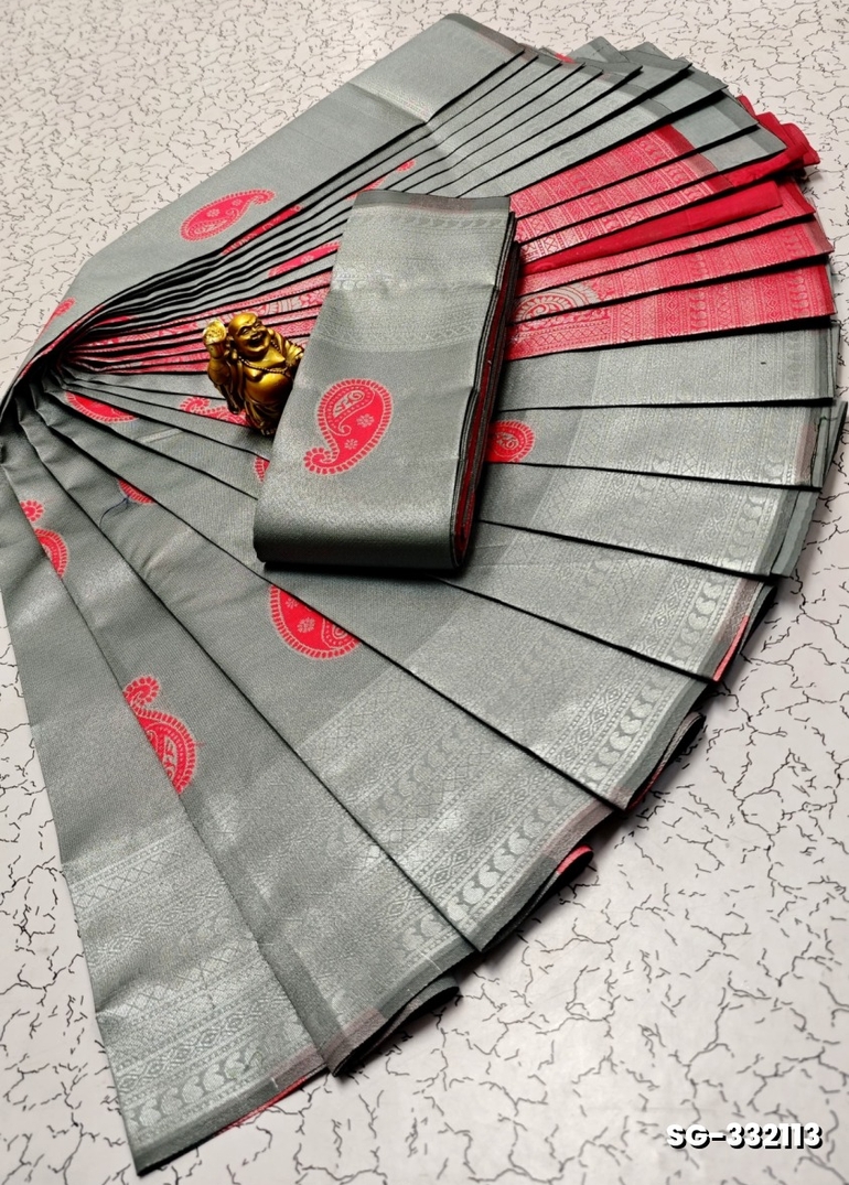 KUBERA ELITE BRIDAL RAPIER FANCY LIGHT WEIGHT SILK TYPE SAREES FUNCTION WEAR - SILVAR (1)