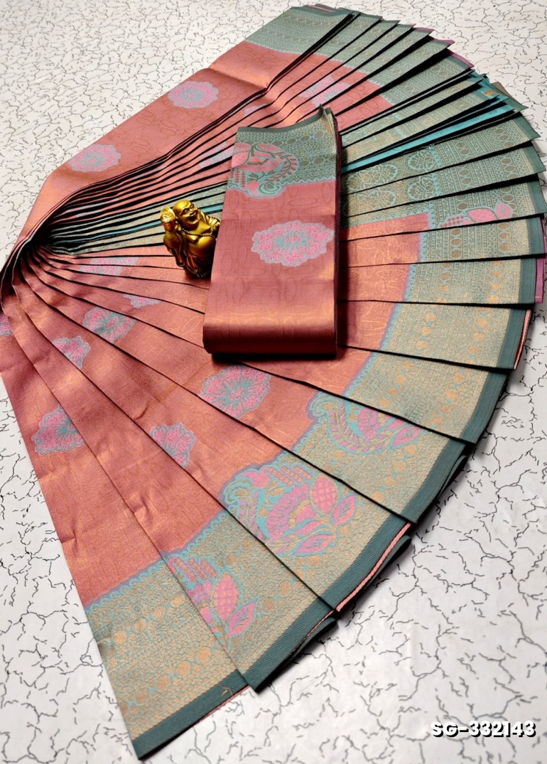 KUBERA ELITE BRIDAL RAPIER FANCY LIGHT WEIGHT SILK TYPE SAREES FUNCTION WEAR - LIGHT PINK