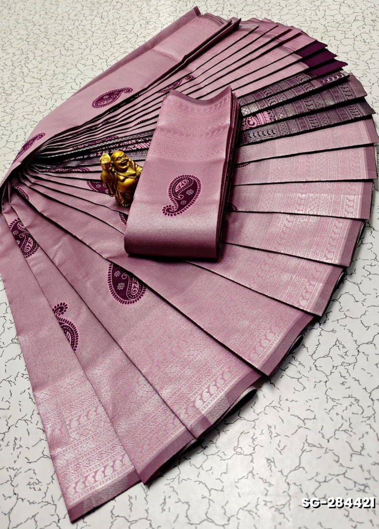 KUBERA ELITE  BRIDAL RAPIER FANCY  LIGHT WEIGHT SILK TYPE SAREES - BABY PINK (1)