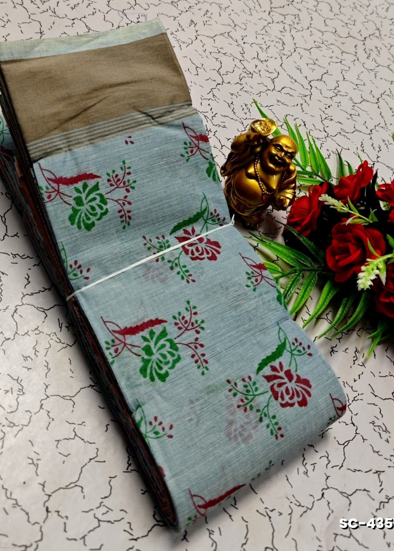 PURE COTTON SAREES SUMMER SPECIAL COLLECTION - LIGHT SKY BLUE (1)