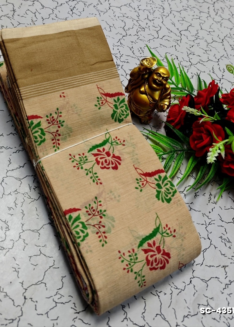 PURE COTTON SAREES SUMMER SPECIAL COLLECTION - CREAM (1)