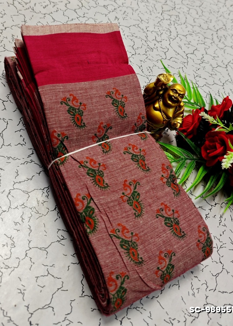 PURE COTTON SAREES SUMMER SPECIAL COLLECTION - ONIYAN PINK (1)
