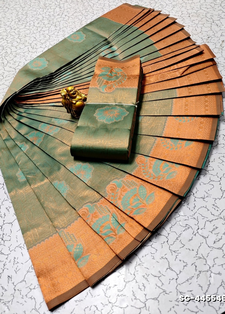 KUBERA ELITE BRIDAL RAPIER FANCY LIGHT WEIGHT SILK TYPE SAREES FUNCTION WEAR - LIGHT GREEN SHADE (1)