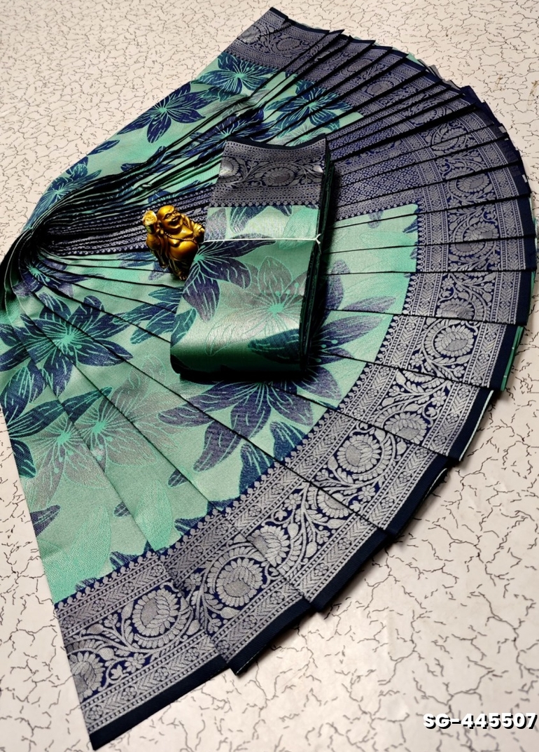 KUBERA ELITE BRIDAL RAPIER FANCY LIGHT WEIGHT SILK TYPE SAREES FUNCTION WEAR - TEAL COLOUR (1)