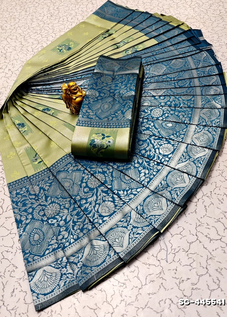 KUBERA ELITE BRIDAL RAPIER FANCY LIGHT WEIGHT SILK TYPE SAREES FUNCTION WEAR - LIGHT GREEN