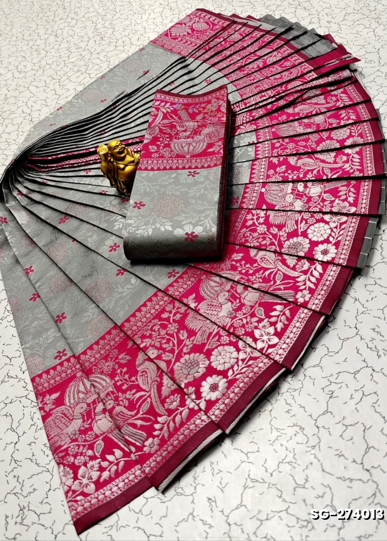 KUBERA ELITE BRIDAL RAPIER FANCY LIGHT WEIGHT SILK TYPE SAREES FUNCTION WEAR - SILVAR (2)