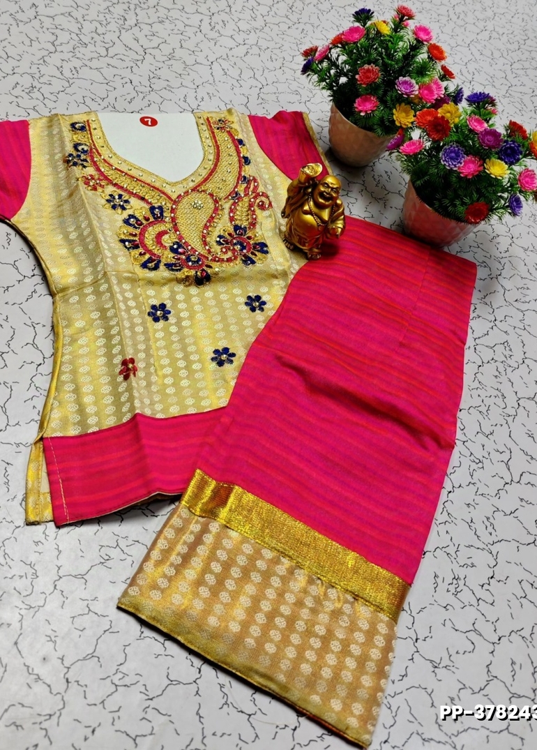 TRENDY WEAR PATTU PAVADAI - LIGHT PINK