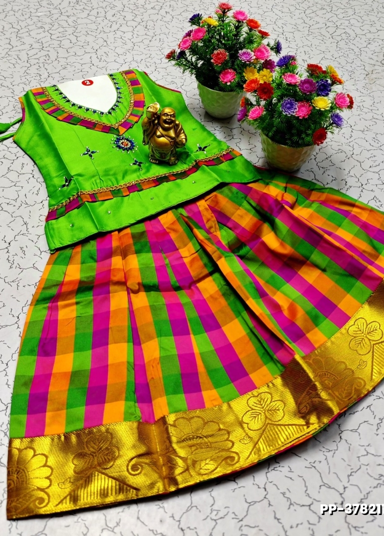TRENDY WEAR PATTU PAVADAI - PARET GREEN