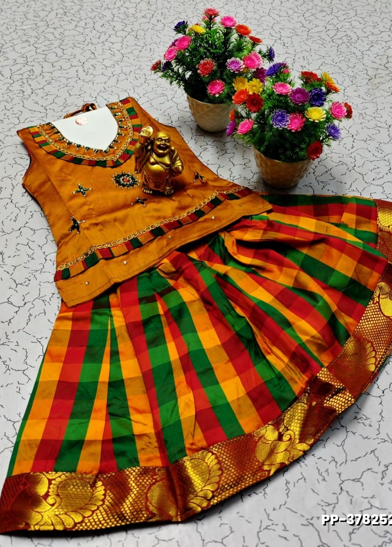 TRENDY WEAR PATTU PAVADAI - VENTHAYA COLOUR