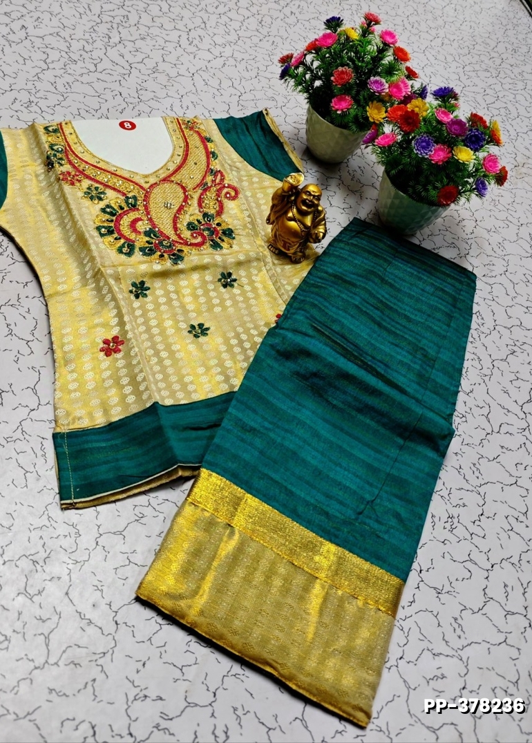 TRENDY WEAR PATTU PAVADAI - BOTTLE GREEN