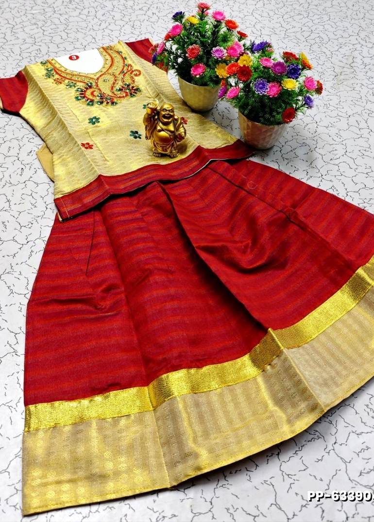 TRENDY WEAR PATTU PAVADAI - RED (1)