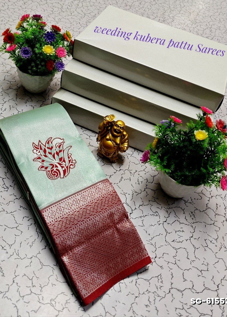 KUBERA ELITE BRIDAL RAPIER FANCY LIGHT WEIGHT SILK TYPE SAREES FUNCTION WEAR - LIGHT SKY BLUE (3)