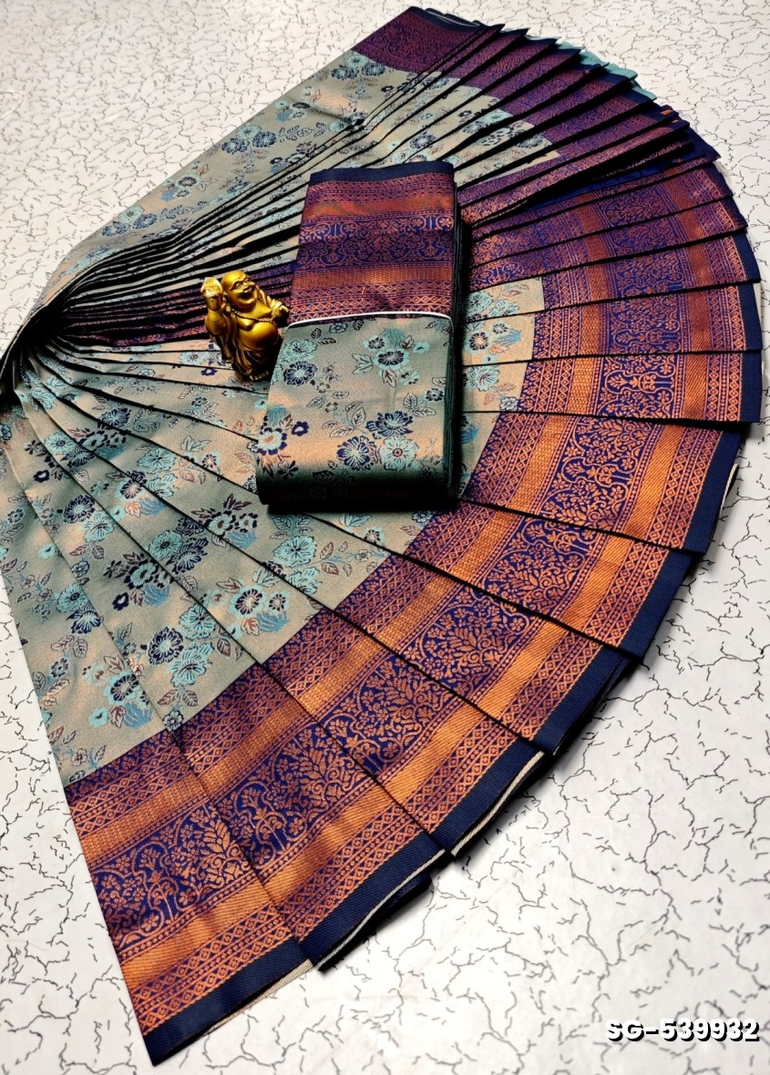 KUBERA ELITE BRIDAL RAPIER FANCY LIGHT WEIGHT SILK TYPE SAREES FUNCTION WEAR - LIGHT SKY BLUE (5)