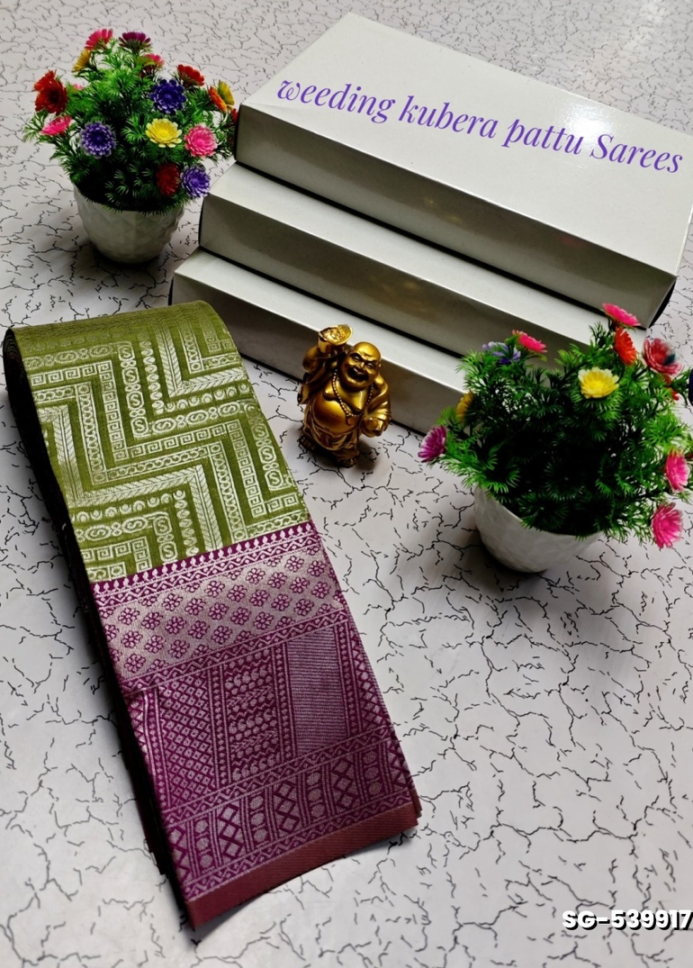 KUBERA ELITE BRIDAL RAPIER FANCY LIGHT WEIGHT SILK TYPE SAREES FUNCTION WEAR - OLIVE GREEN (1)